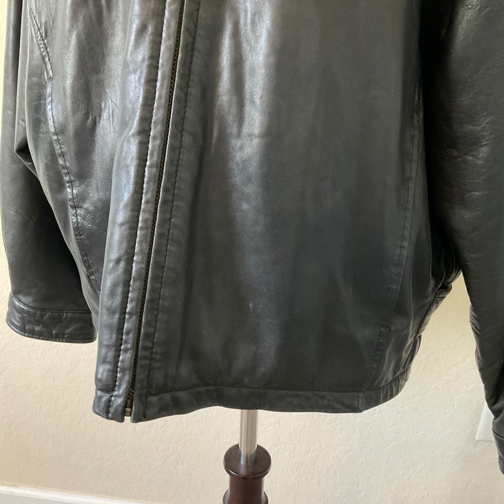 Vintage Couturé J Park Black Leather Bomber Jacket Mens L 90s Minimalist - Picture 4 of 8